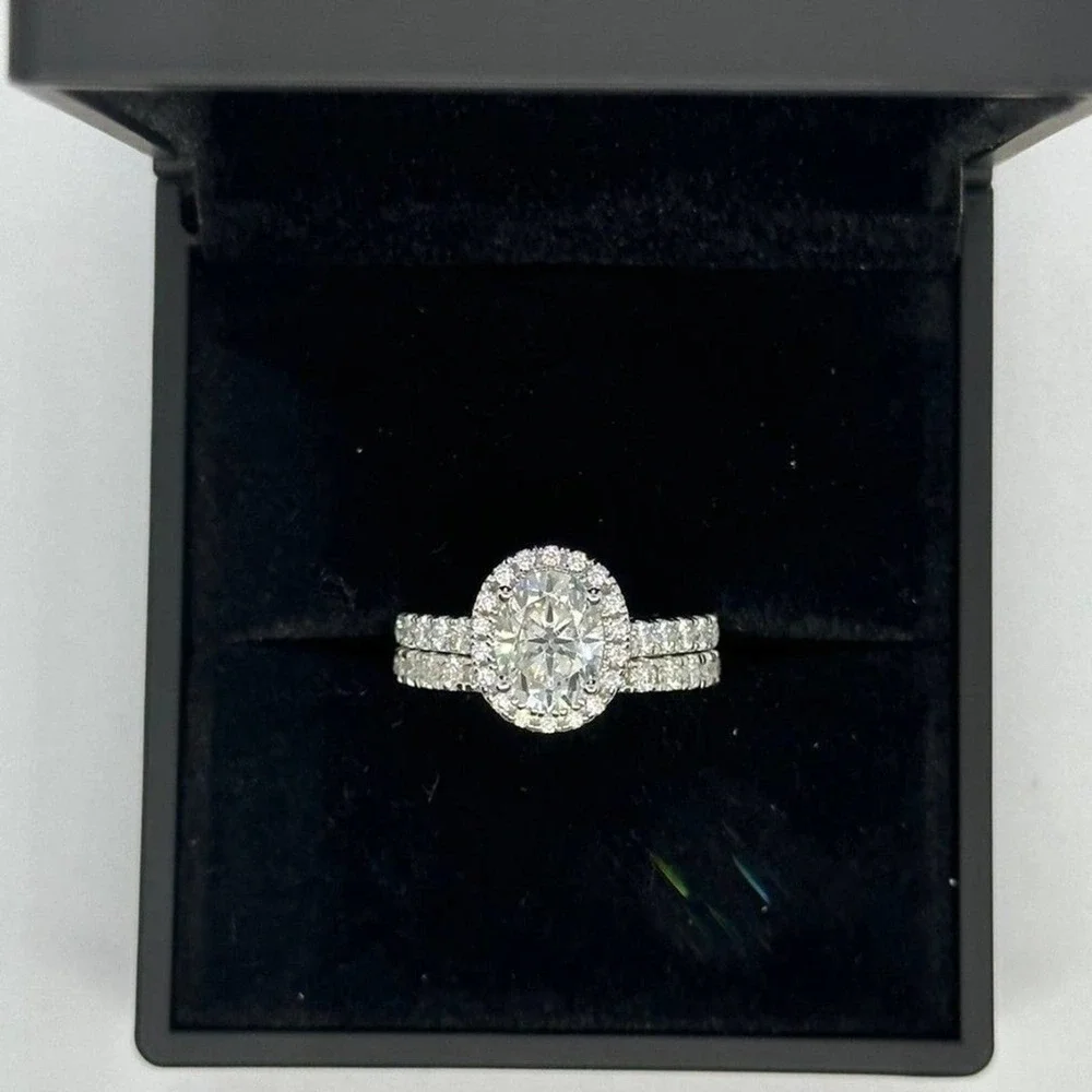 Moissanite Engagement Ring Oval Cut GRA Certified Wedding Anniversary 18K 925 - Picture 13 of 14